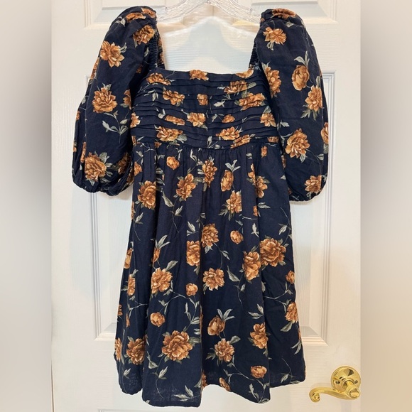 NWT Abercrombie & Fitch Emerson Linen-Blend Puff Sleeve Mini Dress Size XS - Picture 7 of 15